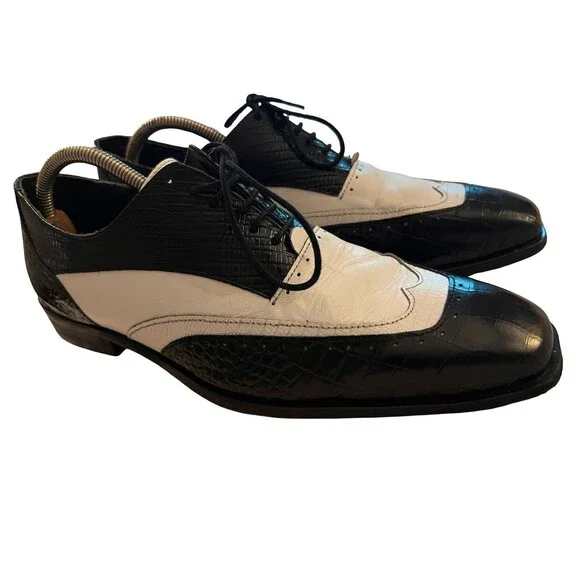 Stacy Adams Spectator Rockabilly  Men's 10M Alligator Leather Lace-Up Dress Shoe - Picture 3 of 10